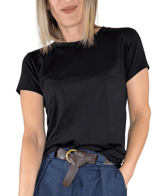 Habiti - T-shirt basica cotone - NERO - T-SHIRT E TOP - Habiti