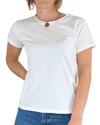 Habiti - T-shirt basica cotone - PANNA - T-SHIRT E TOP - Habiti