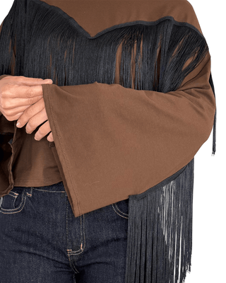 Habiti - T-shirt con frange - CIOCCOLATO - T-SHIRT E TOP - Habiti