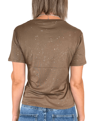 Habiti - T-shirt con strass - TABACCO - T-SHIRT E TOP - Habiti