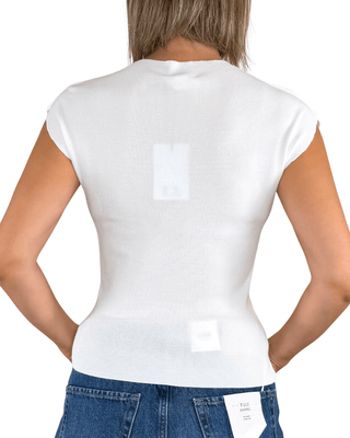 Habiti - T-shirt in filo spalla larga - BIANCO - T-SHIRT E TOP - Habiti