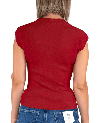 Habiti - T-shirt in filo spalla larga - ROSSO INDIA - T-SHIRT E TOP - Habiti