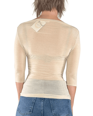Habiti - T-shirt manica 3/4 misto seta - VANIGLIA - T-SHIRT E TOP - Habiti
