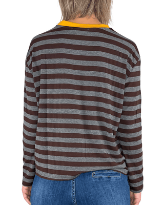 Habiti - T-shirt righe a contrasto - MORO - T-SHIRT E TOP - Habiti