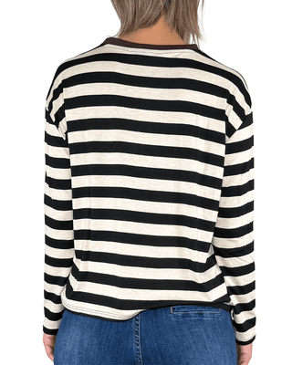 Habiti - T-shirt righe a contrasto - NERO - T-SHIRT E TOP - Habiti