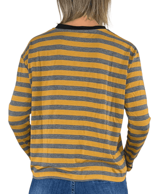 Habiti - T-shirt righe a contrasto - SENAPE - T-SHIRT E TOP - Habiti