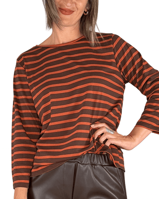 Habiti - T-shirt righe - MATTONE - T-SHIRT E TOP - Habiti
