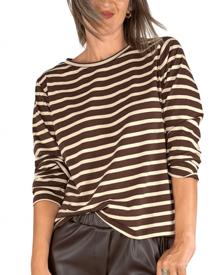 Habiti - T-shirt righe - MORO - T-SHIRT E TOP - Habiti