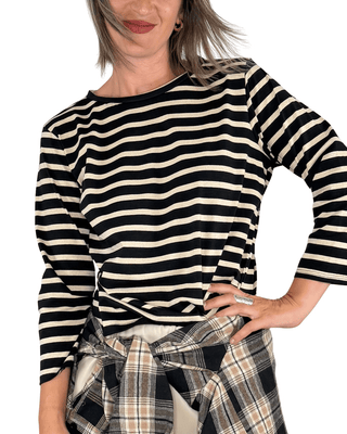 Habiti - T-shirt righe - NERO - T-SHIRT E TOP - Habiti