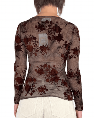 Habiti - T-shirt tulle floccata - TABACCO - T-SHIRT E TOP - Habiti