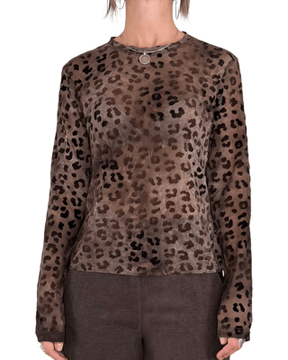 Habiti - T-shirt tulle floccato - MORO - T-SHIRT E TOP - Habiti