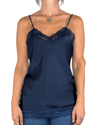 Habiti - Top con pizzo - BLU - T-SHIRT E TOP - Habiti