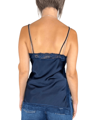 Habiti - Top con pizzo - BLU - T-SHIRT E TOP - Habiti