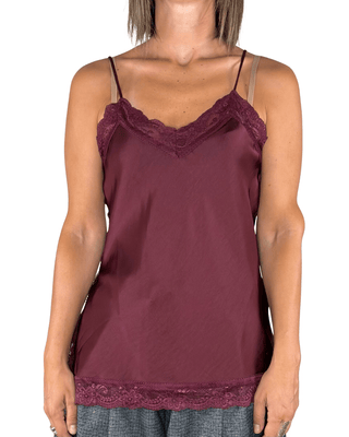 Habiti - Top con pizzo - BORDEAUX - T-SHIRT E TOP - Habiti
