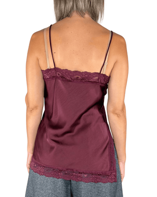 Habiti - Top con pizzo - BORDEAUX - T-SHIRT E TOP - Habiti