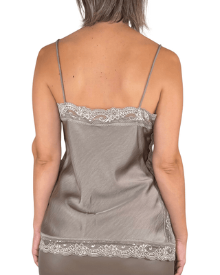 Habiti - Top con pizzo - FANGO - T-SHIRT E TOP - Habiti