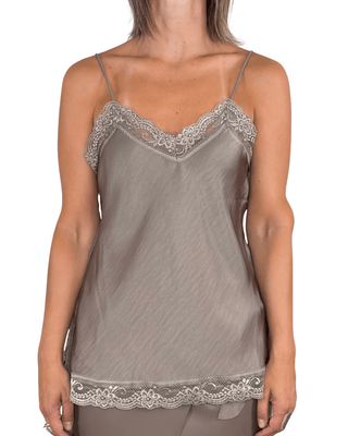 Habiti - Top con pizzo - FANGO - T-SHIRT E TOP - Habiti