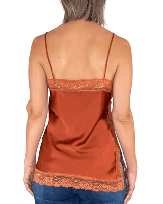 Habiti - Top con pizzo - MATTONE - T-SHIRT E TOP - Habiti