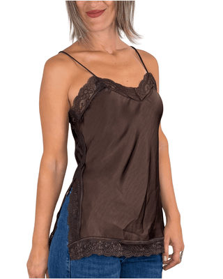 Habiti - Top con pizzo - MORO - T-SHIRT E TOP - Habiti