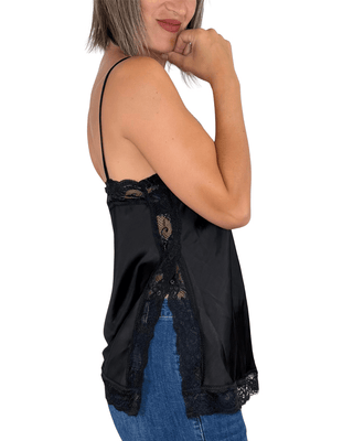 Habiti - Top con pizzo - NERO - T-SHIRT E TOP - Habiti