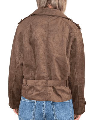 Habiti - Trench corto eco suede - MORO - CAPOSPALLA - Habiti