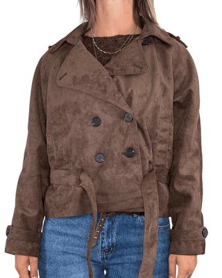 Habiti - Trench corto eco suede - MORO - CAPOSPALLA - Habiti