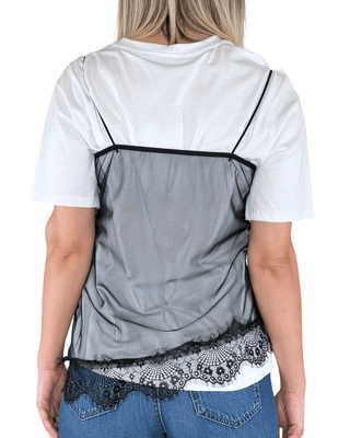 Haveone - T-shirt stampa con top in tulle - BIANCO - T-SHIRT E TOP - Habiti