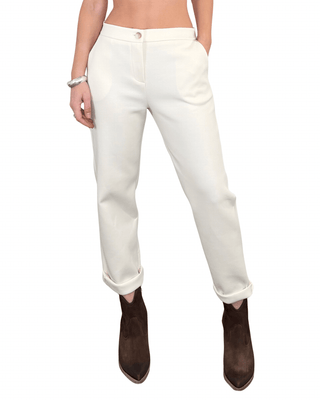 Souvenir - Pantalone sigaretta punto milano - PANNA - PANTALONE - Habiti