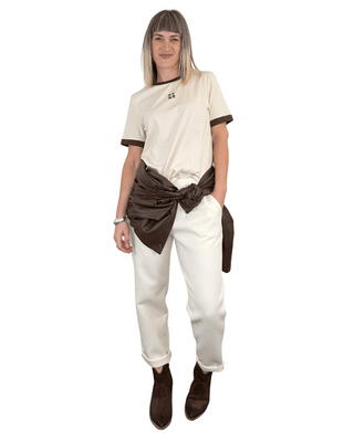 Souvenir - Pantalone sigaretta punto milano - PANNA - PANTALONE - Habiti