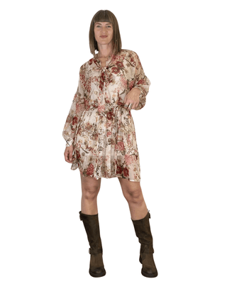 Susy Mix - Abito fantasia c/fiocco - BEIGE - ABITO - Habiti