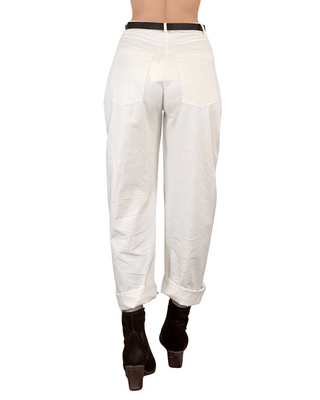 Vicolo - Pantalone barrell in gabardina di cotone - BURRO - PANTALONE - Habiti