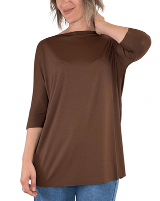 Vicolo - T-shirt over taglio vivo - CIOCCOLATO - T-SHIRT E TOP - Habiti
