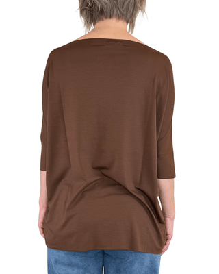 Vicolo - T-shirt over taglio vivo - CIOCCOLATO - T-SHIRT E TOP - Habiti